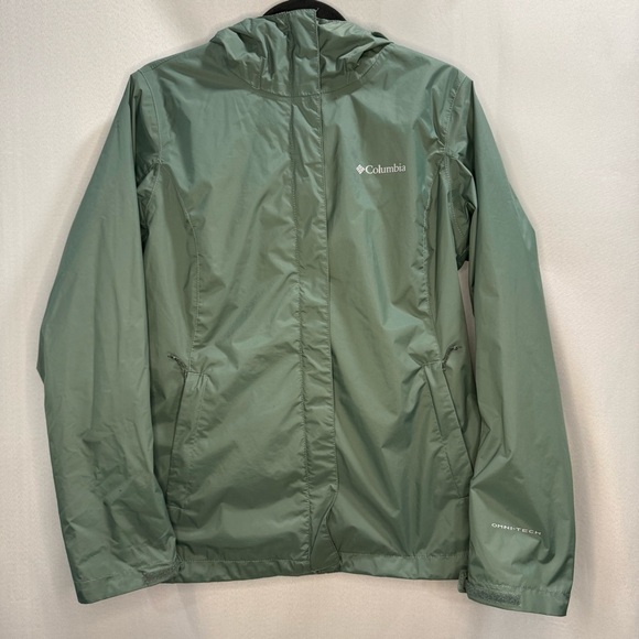 Columbia Omni-Tech Waterproof Rain Jacket Green Hooded – Size M - Picture 1 of 6